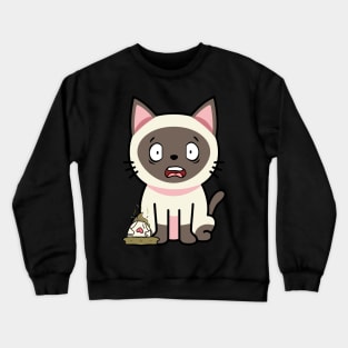 Funny siamese Cat steps on a dirty diaper Crewneck Sweatshirt